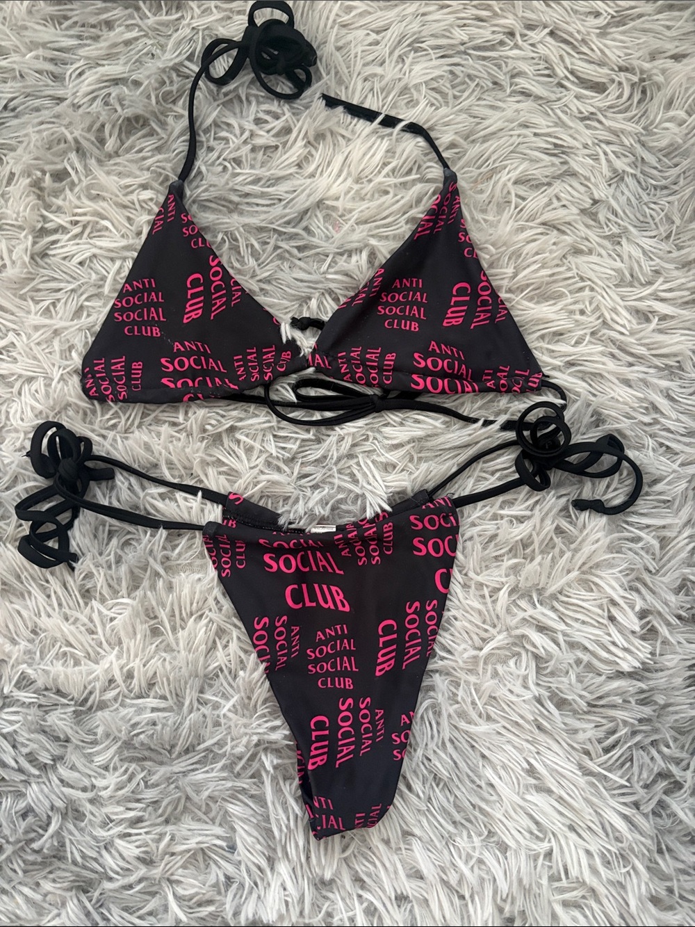 Anti Social Social Club Black with Hot Pink Logo Bikini